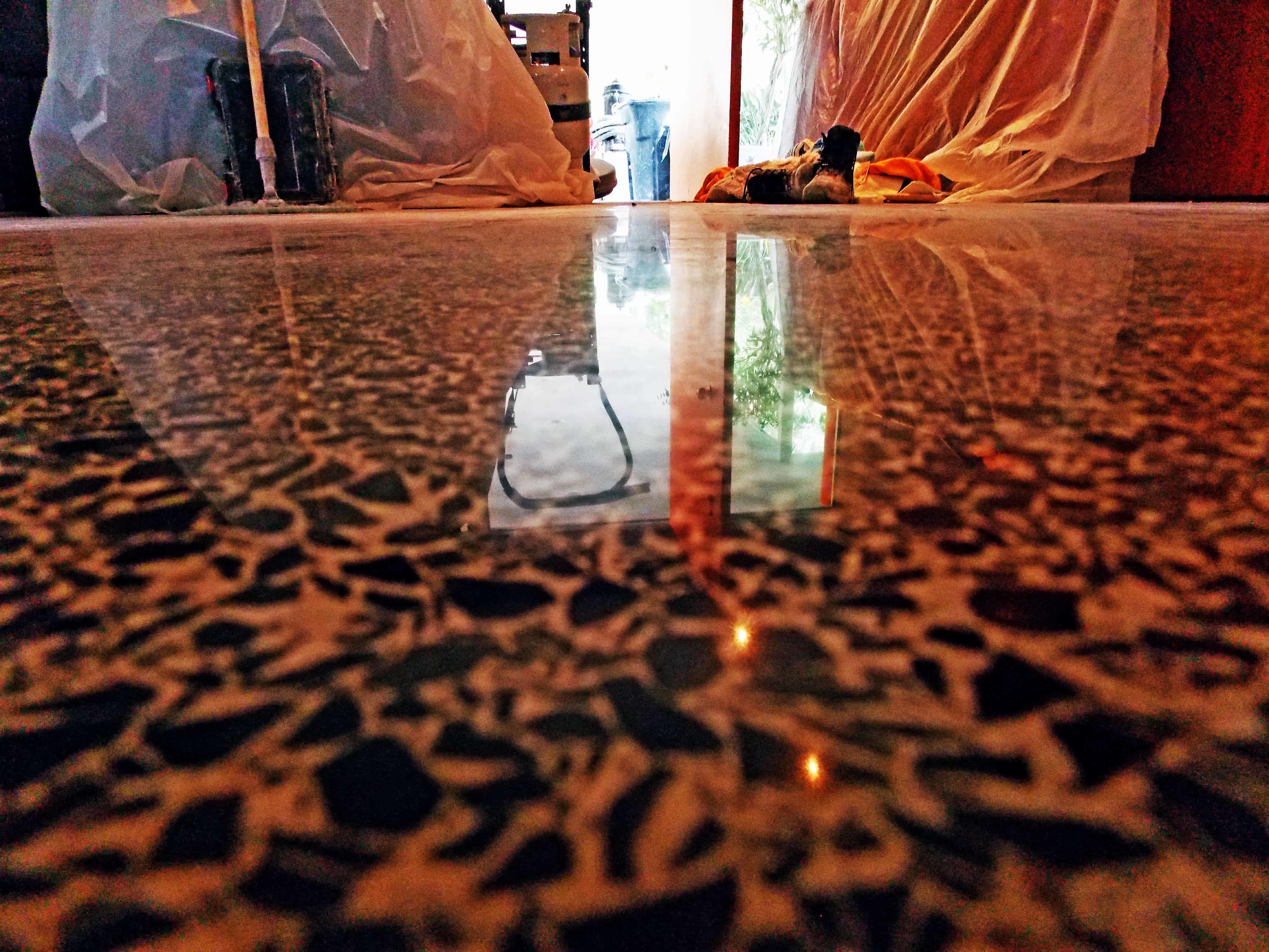Diamond polished terrazzo flooring